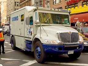 Brinks truck in New York City.