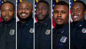 (From L to R) Memphis Police officers Demetrius Haley, Desmond Mills Jr, Emmitt Martin III, Justin Smith and Tadarrius Bean have been fired and face second-degree murder and other charges for the beating death of Tyre Nichols, 29.
