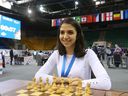 Chess - FIDE World Rapid and Blitz Championships 2022 - Blitz Women - Almaty, Kazakhstan - December 30, 2022. Sara Khadem of Iran sits in front of a chess board during a game.  