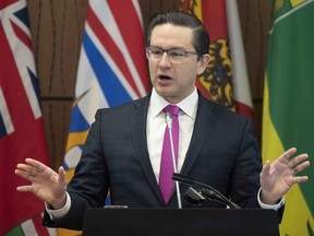 Conservative leader Pierre Poilievre speaks to caucus Friday, Jan. 27, 2023 in Ottawa.