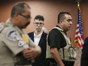 El Paso Walmart shooting suspect Patrick Crusius pleads not guilty during his arraignment on Oct. 10, 2019, in El Paso, Texas.