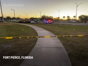 Screengrab from video of the scene of a mass shooting in Fort Pierce, Fla. on Monday, Jan. 16, 2023.