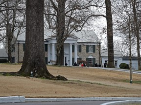 A general view of Graceland as fans gather outside Graceland to pay their respects to Lisa Marie Presley on Jan. 13, 2023 in Memphis, Tenn.