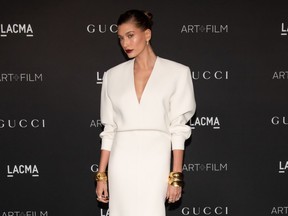 Hailey Bieber attends the LACMA Art and Film gala in 2021.