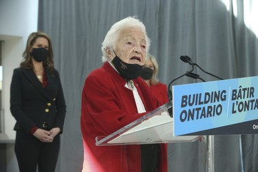 Former Mississauga mayor Hazel McCallion celebrated her 101st birthday on Feb. 14, 2022, and part of the celebrations involved her name being installed on the $1.4 billion Mississauga Hurontario Line at Cooksville GO Station becoming "The Hazel McCallion Line." (Jack Boland/Toronto Sun)