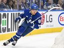 Toronto Maple Leafs forward William Nylander pursues the play against the St. Louis Blues in the first period at Scotiabank Arena. 