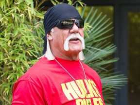 Hulk Hogan leaves ITV Studios in November 2015.