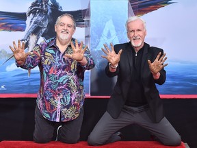Jon Landau and James Cameron attend the handprints and footprints ceremony honouring "Avatar: The Way Of The Water" filmmakers James Cameron and Jon Landau at TCL Chinese Theatre in Hollywood, Calif., on Jan. 12, 2023.