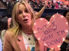 Julie Bowen is pictured in a screen shot of an Instagram video of her at Harry Styles' concert in Los Angeles.