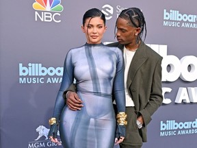 Travis Scott and Kylie Jenner attend the 2022 Billboard Music Awards.