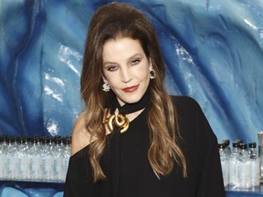 Lisa Marie Presley with Icelandic Glacial at the 80th Annual Golden Globe Awards at The Beverly Hilton on Jan. 10, 2023 in Beverly Hills, Calif.