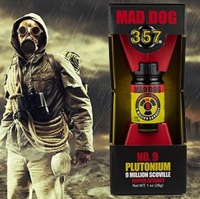 Hottest sauce on the planet? Mad Dog 357 Plutonium No. 9 comes in at a blistering 9 million Scoville Hotness Units (SHUs). – Photo Amazon.ca