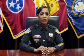 Memphis Police Director Cerelyn Davis speaks during an interview with The Associated Press in Memphis, Tenn., Friday, Jan. 27, 2023, in advance of the release of police body cam video showing Tyre Nichols being beaten by Memphis police officers.