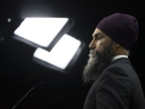 New Democratic Party leader Jagmeet Singh listens to a question during an availability on Parliament Hill, Thursday, January 19, 2023 in Ottawa.