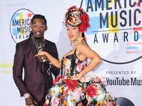 Cardi B and Offset are pictured at the 2018 American Music Awards.