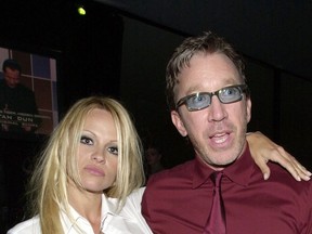 Pamela Anderson and Tim Allen at Elton John Oscars party in 2001.