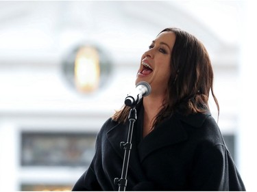 Alanis Morissette performs during a public memorial for singer Lisa Marie Presley, the only daughter of the "King of Rock 'n' Roll," Elvis Presley, at Graceland Mansion in Memphis, Tenn., Jan. 22, 2023.