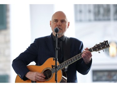 Billy Corgan performs during a public memorial for singer Lisa Marie Presley, the only daughter of the "King of Rock 'n' Roll," Elvis Presley, at Graceland Mansion in Memphis, Tenn., Jan. 22, 2023.