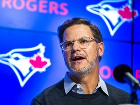Toronto Blue Jays General Manager Ross Atkins during an end of season media availability at the Roger Centre in Toronto, Ont. on Tuesday October 11, 2022.