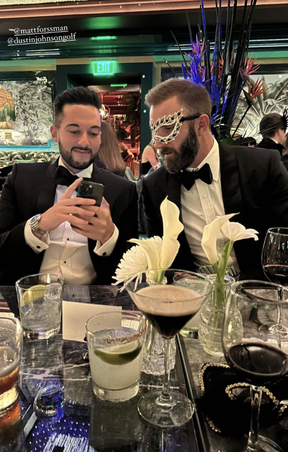 Dustin Johnson, right, and Matt Forssman in an image posted to Instagram Story by Paulina Gretzky.