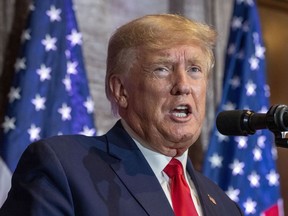 Former President Donald Trump speaks at a campaign event at the South Carolina Statehouse, Jan. 28, 2023, in Columbia, S.C.