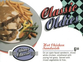 Photo of old menu from Zellers restaurant.