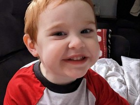 Waylon Saunders is shown in this handout photo provided by his family. Waylon, who is 20 months old, is in hospital in London after falling into a backyard pool at a private day care in Petrolia.