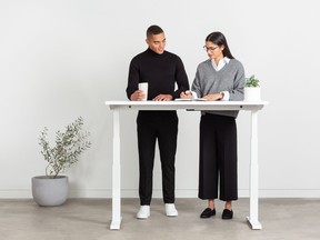 A good standing desk has enough surface for collaborative work.  IMAGE COURTESY OF GRY MTTR/STAPLES