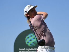 Cameron Smith of Australia tees off from the 2nd hole during the Day One of the PIF Saudi International at Royal Greens Golf & Country Club on February 2, 2023 in Al Murooj, Saudi Arabia.