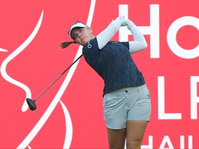 Jennifer Kupcho of United States tees off at 1st hole during the first round of the Honda LPGA Thailand at Siam Country Club on February 23, 2023 in Chon Buri.