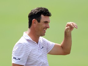 Billy Horschel
of the United States smiles as he walks off the 9th green during the first round of The Honda Classic at PGA National Resort And Spa on February 23, 2023 in Palm Beach Gardens, Florida. (Photo by Sam Greenwood/Getty Images)