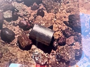 A view shows a radioactive capsule lying on the ground, near Newman, Australia, February 1, 2023.