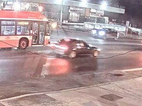 An image released by Toronto Police of a vehicle sought in a suspected abduction investigation on the Allen on Feb. 18, 2023.