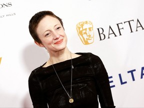 English actress Andrea Riseborough arrives for the BAFTA Tea Party at the Four Seasons Hotel in Los Angeles, California, on January 14, 2023.