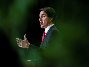 Prime Minister Justin Trudeau speaks during an announcement at AstraZeneca in Mississauga on February 27, 2023.