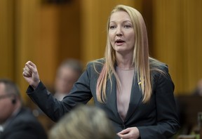Liberal MP for Pickering-Uxbridge Jennifer O’Connell rises during Question Period, in Ottawa, Monday, Nov. 14, 2022. THE CANADIAN PRESS/Adrian Wyld