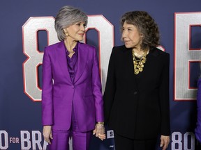 Jane Fonda and Lily Tomlin pose together at the premiere of 80 For Brady.