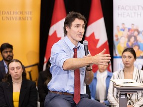 Prime Minister Justin Trudeau takes part in a town hall meeting with Dalhousie University students in Halifax on Thursday, Feb. 23, 2023.