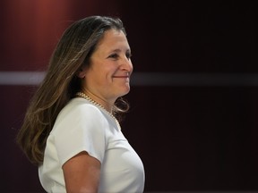 Deputy Prime Minister and Minister of Finance Chrystia Freeland arrives for the second day of a Liberal cabinet retreat in Vancouver on Wednesday, September 7, 2022. THE CANADIAN PRESS/Darryl Dyck