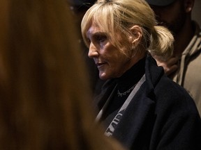 Environmental activist Erin Brockovich speaks to concerned residents as she hosts a town hall on February 24, 2023 in East Palestine, Ohio.