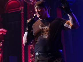 Mark Calaway, aka The Undertaker, speaks during his 1deadMan Show in Montreal on Thursday night.