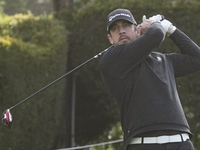 Aaron Rodgers hits his tee shot on the fifteenth hole during the third round of the AT&T Pebble Beach Pro-Am golf tournament at Pebble Beach Golf Links Feb. 5, 2023.