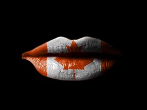 Lips with Canada flag