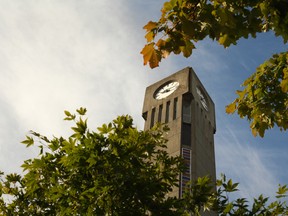 The clock tower on the campus of the University of British Columbia, UBC in Vancouver.