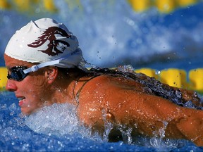 Jamie Cail swims in the Womens 200 Butterfly during the Janet Evan Invitational at the USC Pool in Los Angeles, California on 15 Jul 1999.
