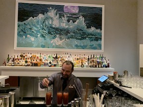 Making Bloody Marys, with rum, at The St. Regis Hotel bar. (Jane Stevenson/Toronto Sun)