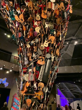 The Museum of Pop Culture is rife with interesting pieces, including a tornado funnel tower of guitars, banjos and keyboards. Lance Hornby/Toronto Sun