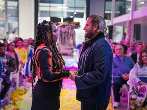 Lauren London and Jonah Hill in a scene from You People.