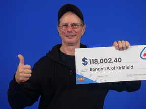 Rendall Pennie of Kirkfield, Ont. won the Lotto 6/49 second prize worth $118,002.40 in the January 4, 2023 draw.