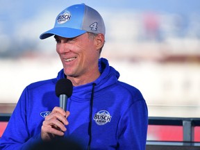NASCAR Cup Series driver Kevin Harvick (4) during media availabilities Feb 4, 2023 before practice for the Busch Light Clash at Los Angeles Memorial Coliseum.